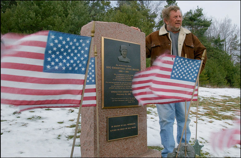 photo from Pennsylvania, of father at the grave of his daughter, a sodier who died in Iraq, Linda Johnson Photography, Linda Johnson Photographs