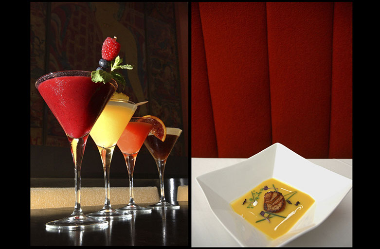 photo of Martinis and scallop appetizer, Food Photography, Linda Johnson Photography, Linda Johnson Photographs.