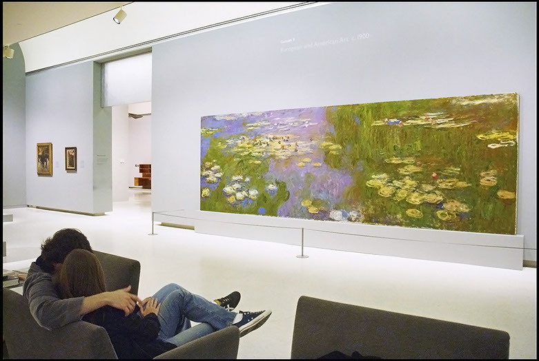 photo of couple sitting by Monet Painting, Carngei Museum of Art, Pittsburgh&nbsp; Pennsylvania Linda Johnson Photography, Linda Johnson Photographs